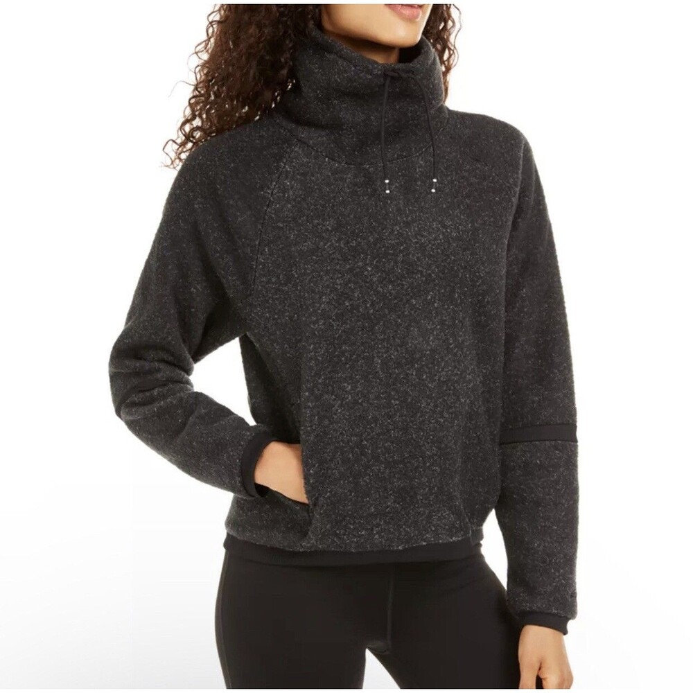 Nike 2X Women Therma Fleece Funnel Cowlneck Training Dark Gray Fleece Sweatshirt